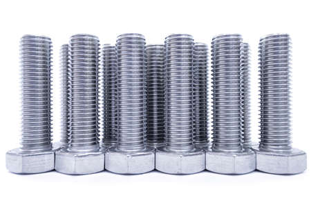 Bolts close up on white background. Closeup isolated on a white background