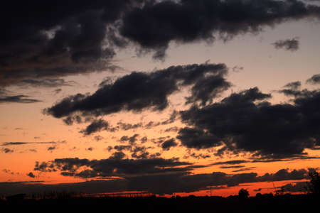 Dramatic sky on summer sunset. Beautiful cloudsの写真素材