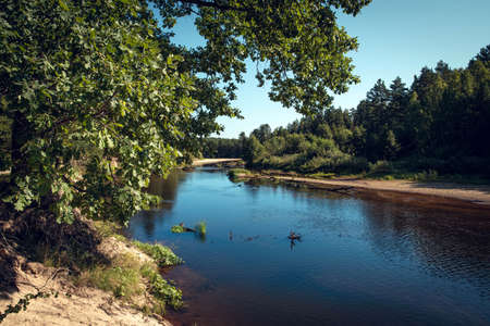 River on the sunny autumn or summer day at sunny weather.の写真素材