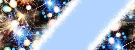 Beautiful Merry Christmas and Happy New Year greeting card with space for textの写真素材