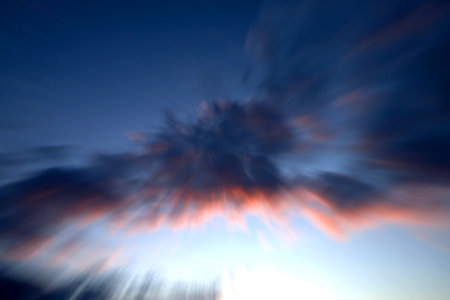 Clouds in the evening sky. Motion blur.の写真素材