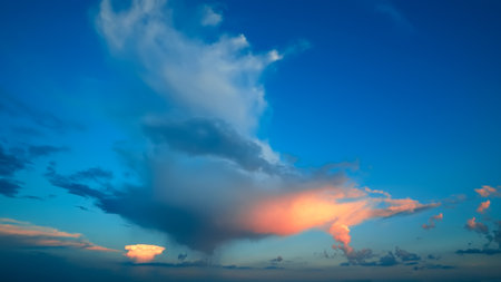 Sky background on sunset. Nature composition. Summer background.の写真素材