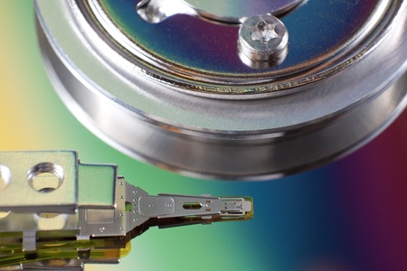 Close up detail hard disk,many-colored.