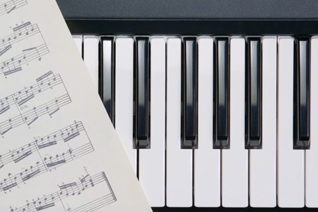 piano buttons and notesの写真素材