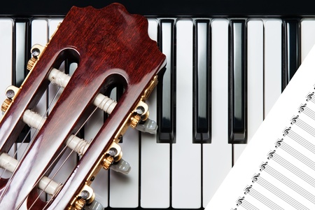 element of the guitar on the pianoの写真素材