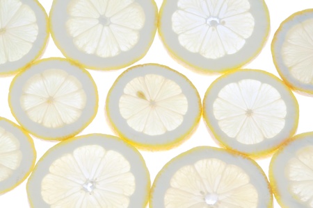 Group lemon slices close to the light の写真素材