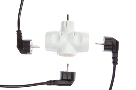 The wires are not connected to an electric tee  On a white background 
