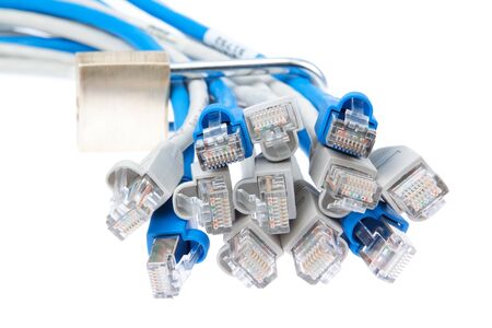 The lock on cable network  Closeup 