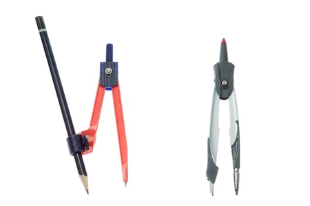 Classic and modern compasses. On a white background.の写真素材