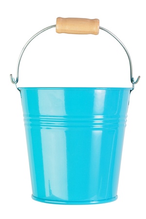 Blue, empty, home gardening bucket. Nobody.の写真素材