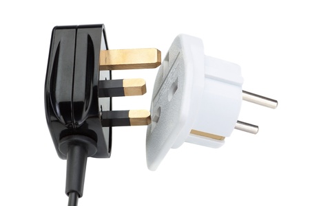 Plug socket for the transformation in the European style. On a white background.
