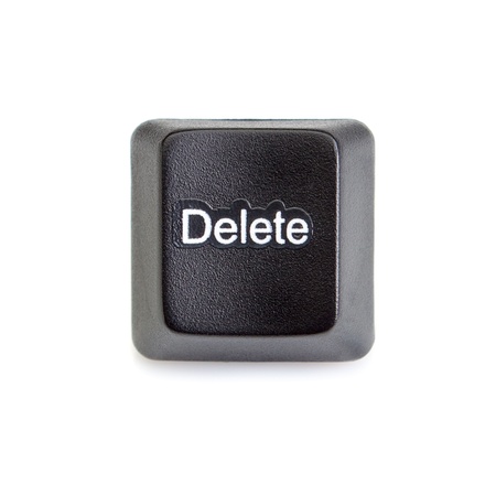 Delete key from the computer keyboard. On a white background.の写真素材