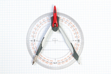 Tools for Plotting compass and protractor. On a white background.