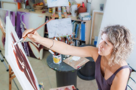 Creative artist for drawing. In the studio.