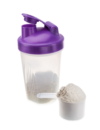 Shaker with protein for athletes. Muscle growth.の写真素材