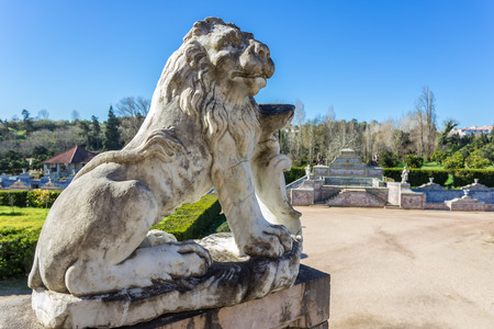 Statue of a lion near the royal castle. Sintra Queluz.のeditorial素材