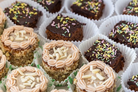 Set cake sweet with nuts. On birthday.の写真素材