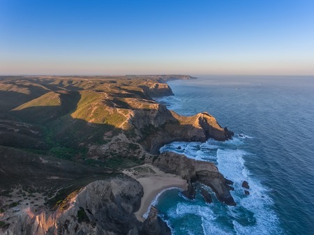 Seascape Costa Vicentina with the air. Portugal Algarve.の写真素材