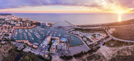 Aerial. Panorama from the sky, tourist resort Vilamoura. Algarve Portugalの写真素材