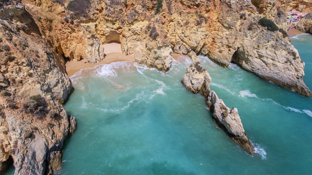 Aerial. Rocks and beaches near beaches of Portimao.の素材 [FY31088204044]