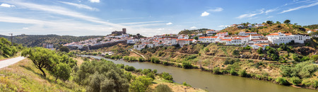 Panorama. Aerial. Mertola filmed with drone sky. Portugal Alentejo Guadianaの写真素材