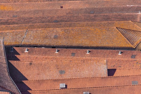 Portuguese traditional red tile roofs in Lisbon, Porto.の写真素材