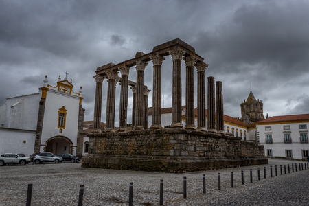 Roman historical temple of Evora, Portugal outdorの写真素材
