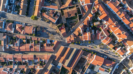 Aerial. View from above village Mourao, district Evora. Portugal.の写真素材