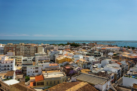 Aerial. The southern city of Portugal Faro view from the top.の写真素材