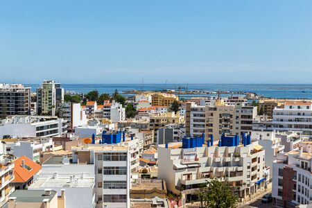 Aerial. The southern city of Portugal Faro view from the top.の写真素材