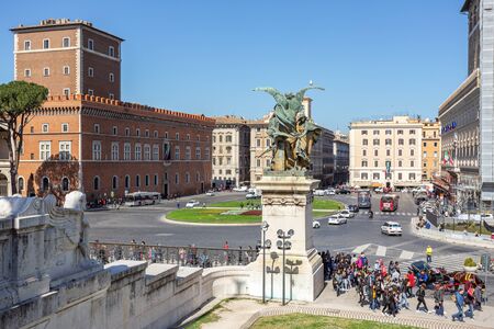 Rome Italy, March 15, 2019 - Victoria Square, foreign tourists walk along the streets of the city.のeditorial素材