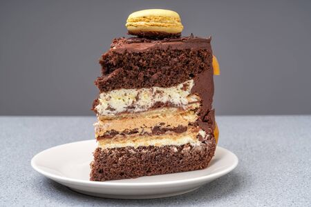 A piece cake for New Year and Christmas, made from caramelized oranges and chocolate.