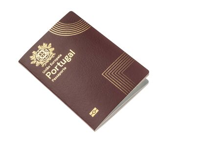 Portuguese foreign passport on a white background, close-upの写真素材