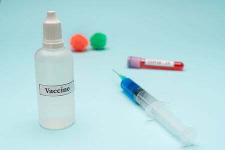 Laboratory test tubes for coronavirus and allergy test. Search for a vaccine for the virus.の写真素材