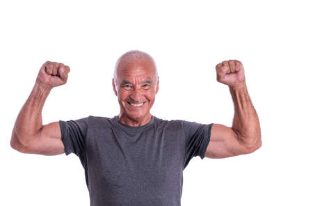 An elderly man, an athlete in excellent physical shape
