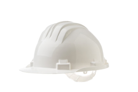 White helmet on a white background, personal protective equipment. side viewの写真素材