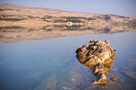 Lake on the outskirts of Tbilisi, Georgia, which locals call Tbilisi Sea. This is in fact a water reservoir with a beautiful scenery around it. It might be considered a lake as well, but it's big enough to have a yacht club.の写真素材
