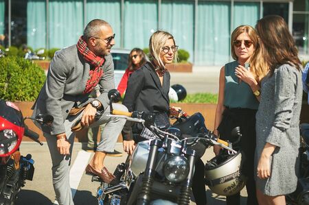 Tbilisi / Georgia September 29, 2019 - The Distinguished Gentlemanâs Ride unites classic and vintage style motorcycle riders to raise funds and awareness for prostate cancer research and menâs mental health.のeditorial素材