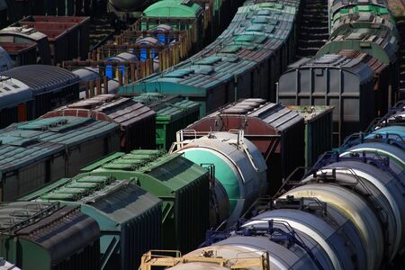 congestion of freight trains on adjacent tracks of the railway station