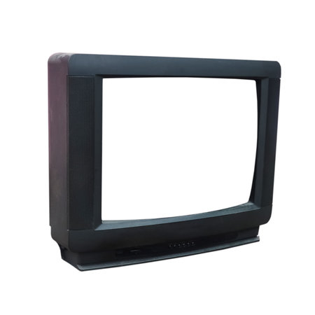 Old CRT TV with blank screen isolated on white background