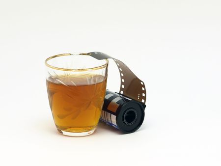 Wineglass and filmの写真素材