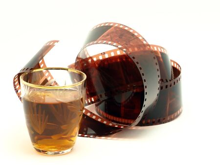 Film and wineglassの写真素材
