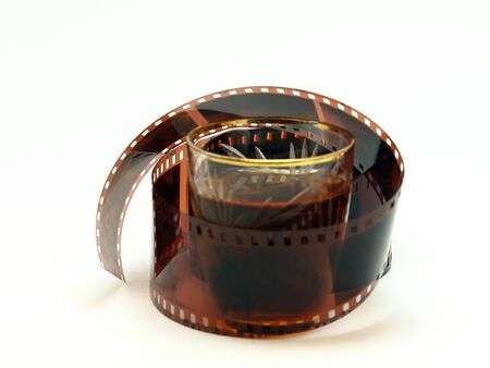 Film and wineglassの写真素材