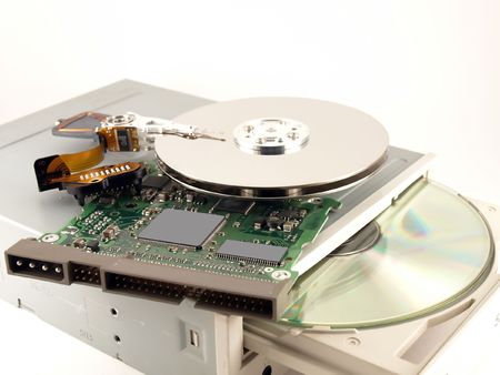 Details for hard drives and CD-ROMの写真素材