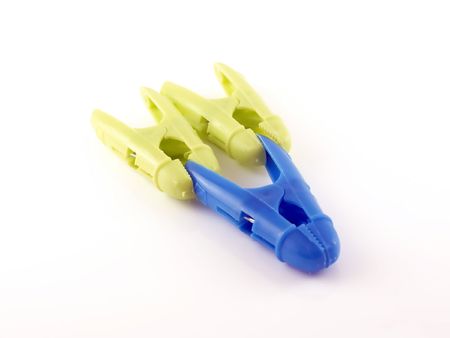 Composition from color clothes-pegsの写真素材