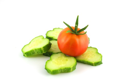 Cutted cucumber and tomatoの写真素材