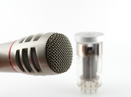 Microphone and old glass triode (valve). Shallow DOF.の写真素材