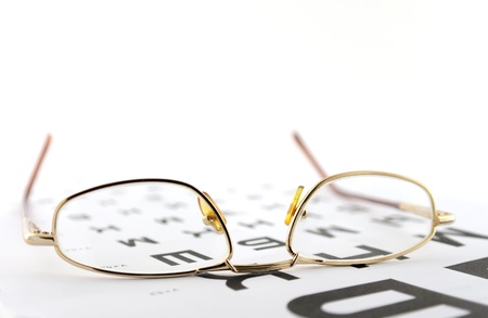 Eyeglasses on the ophthalmologic scale. Shallow DOF.の写真素材