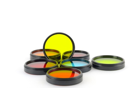 Color filters for lenses over white の写真素材