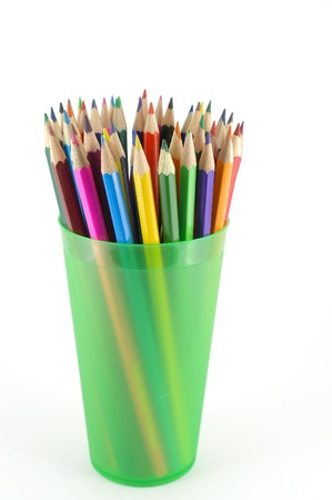 Color pencils in the green prop over white. Shallow DOF.の写真素材